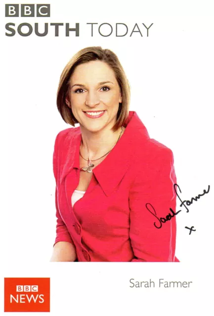 Sarah Farmer Signed BBC News South Today Broadcaster Photo / Postcard AFTAL COA