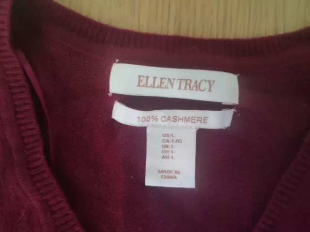 ELLEN TRACY 100 Cashmere jumper New with Tags Colour Burgundy Size 12 37.99 PicClick UK