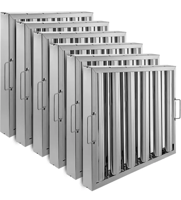 VEVOR Baffle Grease Filter With 5 Grooves - 20x16in, Pack of 6