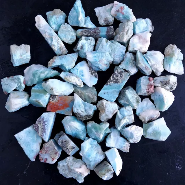 50Pcs 1164Cts Natural Blue Larimar Raw Rough Gemstone Unpolished Lot 16mm #2412