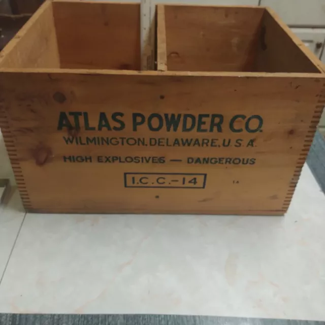 Antique Vintage High Explosive  Crate Advertising Atlas Powder Co. Dated