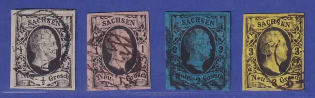 Altdeutschland Sachsen König Friedrich August II. Mi.-Nr. 3-6 gestempelt