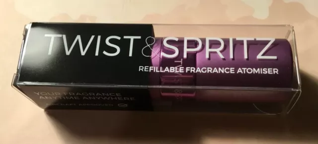 Twist & Spritz Purple Refillable Fragrance Atomiser Fits 8ml Airplane Approved