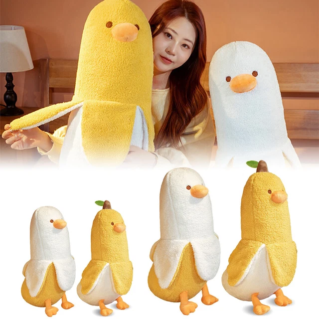 Cute Banana Duck Plush Toy Cartoon Stuffed Animals Duck Soft Fluffy Peel numoA