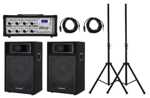 PACK SONO DJ ENCEINTE +CAISSON DE BASSES USB Bluetooth +PIEDS +CABLES HP/PC