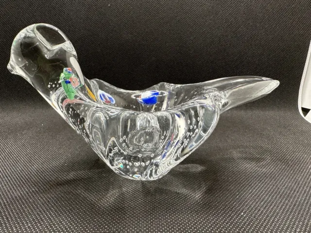 Art Glass Bullicabte Bird With Millefiori 7 In By 3 In Wide