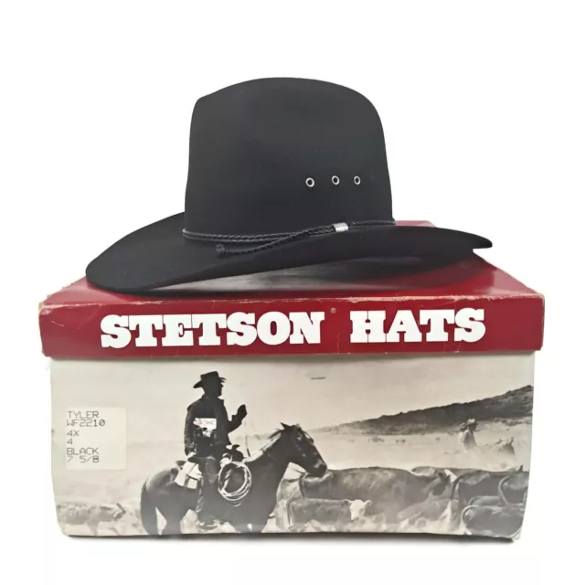 STETSON COWBOY HAT Garth Brooks Tyler 7 5/8 WF2210 4X Black With Original  Box $159.99 - PicClick