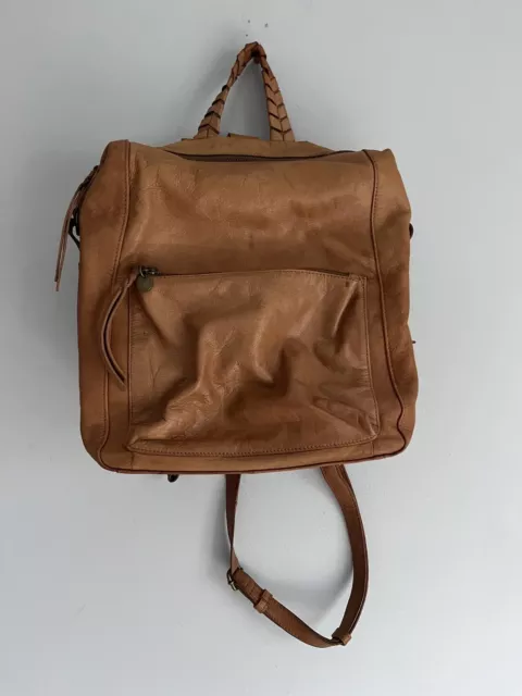 Lucky brand brown leather messenger convertible backpack bag