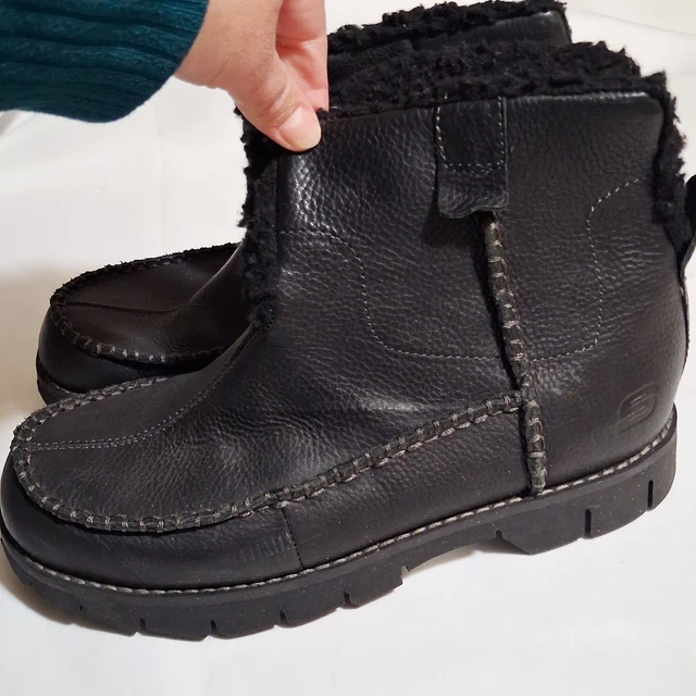 SKECHERS MEN S SLIP ON Leather Uppers Balance Boots Size 9 5 Faux Fur skechers-men-s-slip-on-leather-uppers-balance-boots-size-9-5-faux-fur