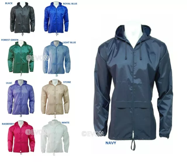 Ladies Rain Jacket showerproof Lightweight Kagoul Rain Coat Mac Kagool Cagoule