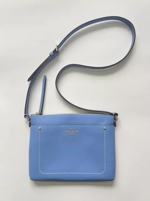 Kate Spade Handbag Tatum Thompson Street Sky Blue Leather Stitch Crossbody Bag