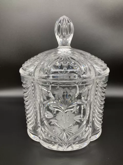 Vintage Imperlux Crystal Biscuit Barrel Cookie Jar 10" Tall