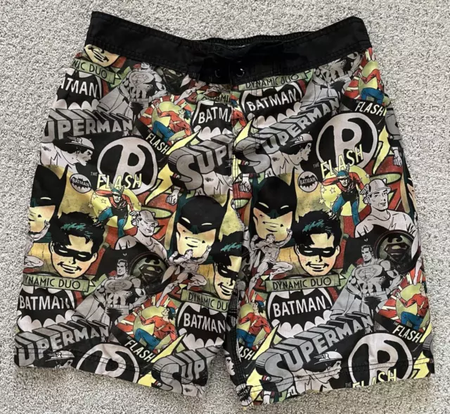 Batman Mens Swim Trunks Board Shorts Sz XL DC Comics Robin Flash Pop Art Black