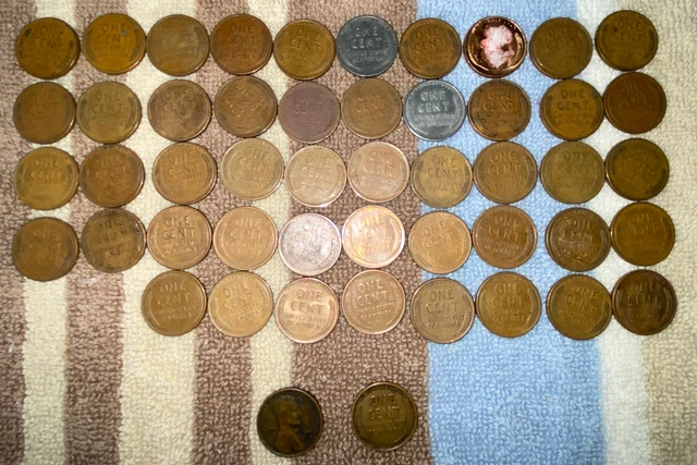 1 US Lincoln Wheat Cent Penny Roll 1913-S/1909 VDB (50 Coins) Old Vintage 8