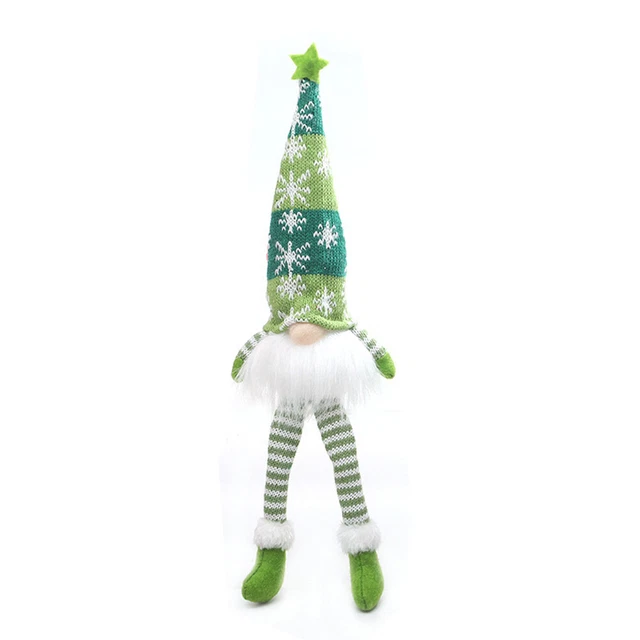 B# Glowing Gnome Christmas Faceless Doll with Light Xmas Home Decor (Green)