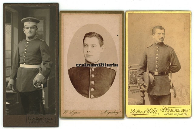 3x Orig. Foto CDV Portrait Soldaten I.R.87 in MAGDEBURG - Studio Seyser Schüssel