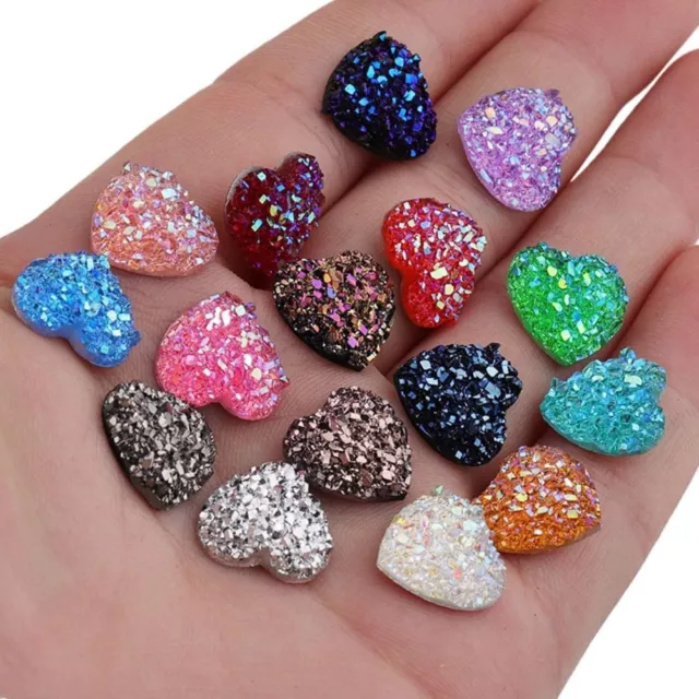 multicolor Heart Resin tiny crystals Rainbow Crystals  Handmade Crafts Lovers