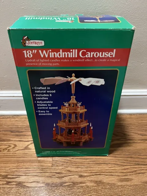 JoyBright NIB Wooden Christmas Pyramid Carousel Windmill  18” W/Acc, Plus/extras