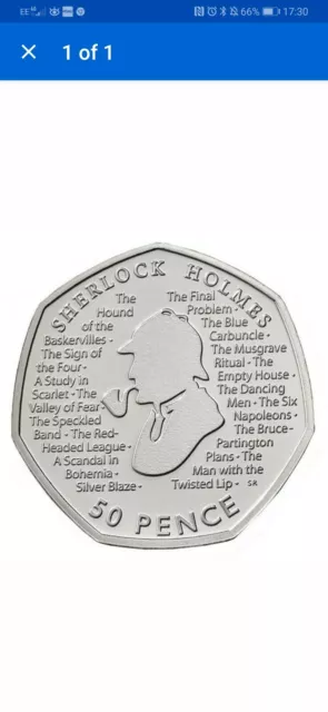 Sherlock Holmes 2019 50p Fifty Pence Coin Rare Collectable Uncirculated