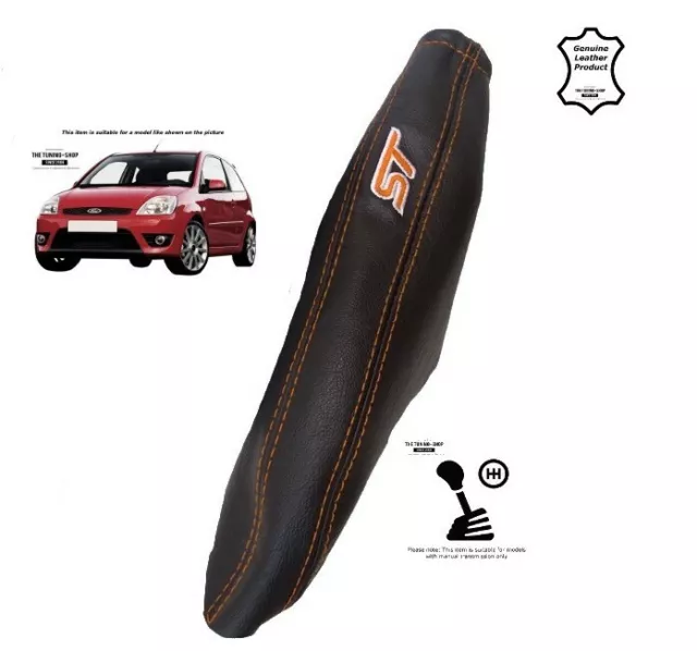 Freno a mano Gaiter per Ford Fiesta 2002-2008 Pelle Ricamo Arancione