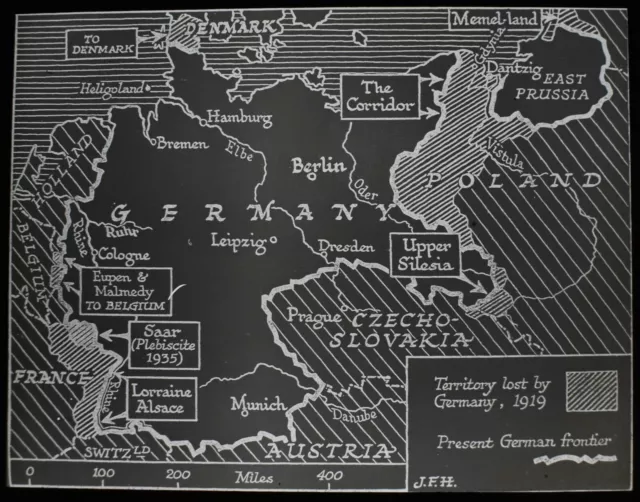 VINTAGE Magic Lantern Slide MAP OF GERMANY C1935 PHOTO GERMANY