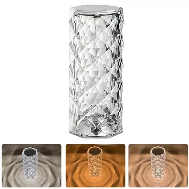 Lampada Tavolo Led Ricaricabile 3 Tonalita' Di Luce Effetto Cristallo Touch