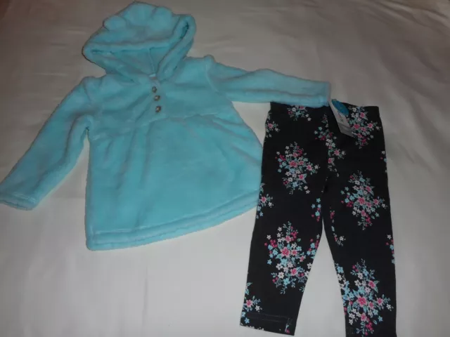 Carters 2-Piece Fuzzy Top & Floral Legging Set - Infant Girl Size 12 Months -New
