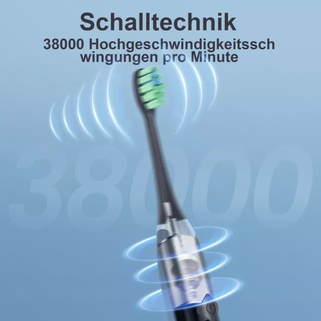 SEJOY Sonic Elektrische Zahnbürste 10Bürstenköpfe 5Mode mitReisekoffer Aufladung 3