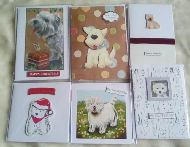 West highland White Terrier/Westie Dog Greeting Cards Handmade (pack of 6)