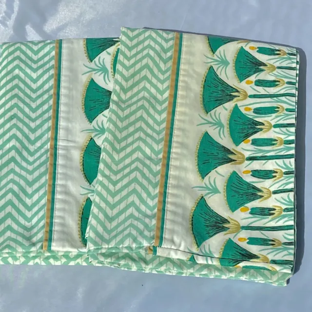 Vintage Abstract Floral MCM Pillowcases SPRINGMAID Wondercale Green White Pair