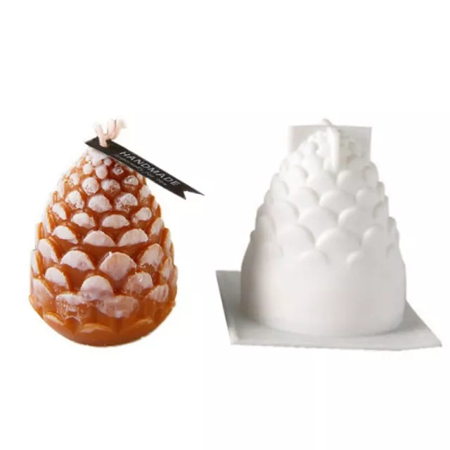 3D Mold Pine Cone Cake Mold Soap Candle Xmas Silicone Wax Making Mould Tool DIY