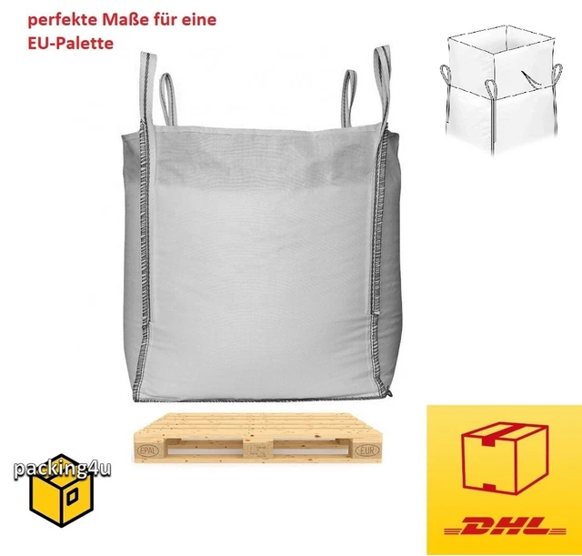 4x Big Bag 80x120x100 cm mit Schürze 1000kg Schüttgutbehälter Schwerlastsack