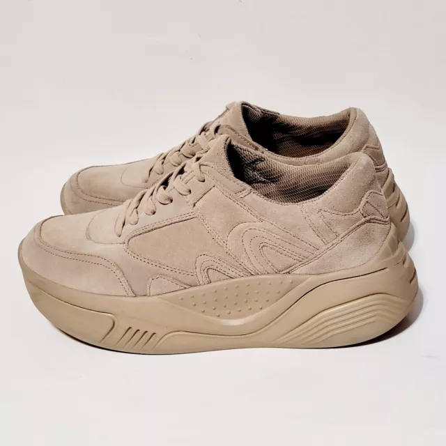 Zara Chunky Y2K Platform Beige Suede Athletic LaceUp Sneakers Wms Shoes 42/ 11US