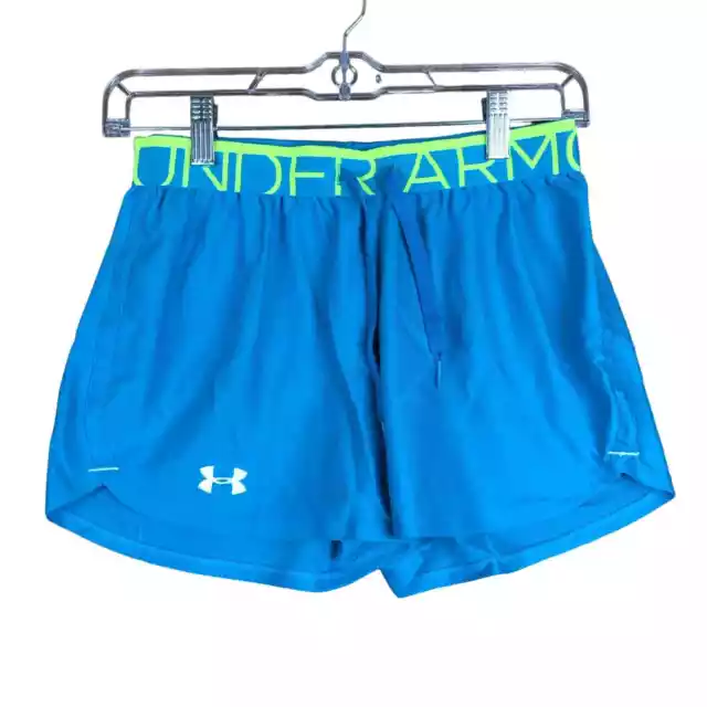 Under Armour Womens Shorts Teal Neon Green Loose Athletic Heat Gear Stretch XS