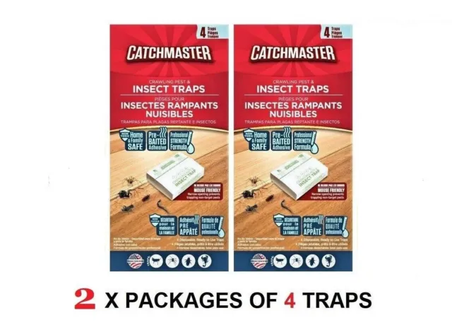 2 x 4 CATCHMASTER SPIDER AND INSECT GLUE TRAPS, Total 8 Traps