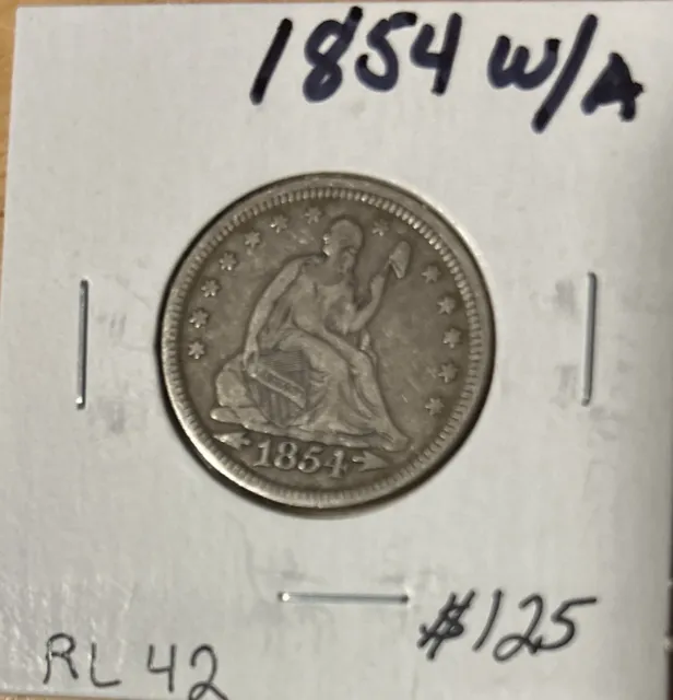 1854 Seated Liberty Quarter With Arrows. Full Liberty!!