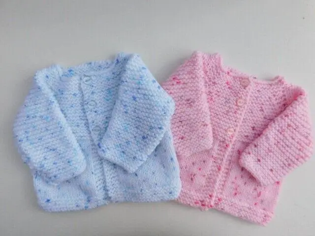 Baby Button Knitted Cardigan Boys Girls Blue Pink Newborn Size