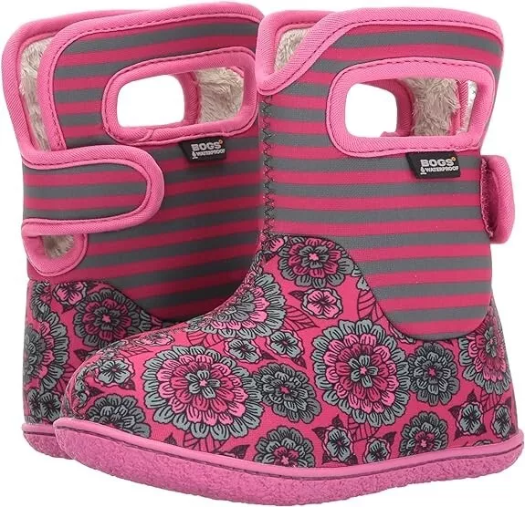 BOGS Kid Girls Wellies Baby Wellington Boots Waterproof Pink Washable Warm Size