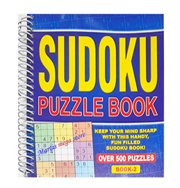 Spiral Bound Sudoku Puzzle Book Fun Filled - Over 500 Puzzles - 4 Levels