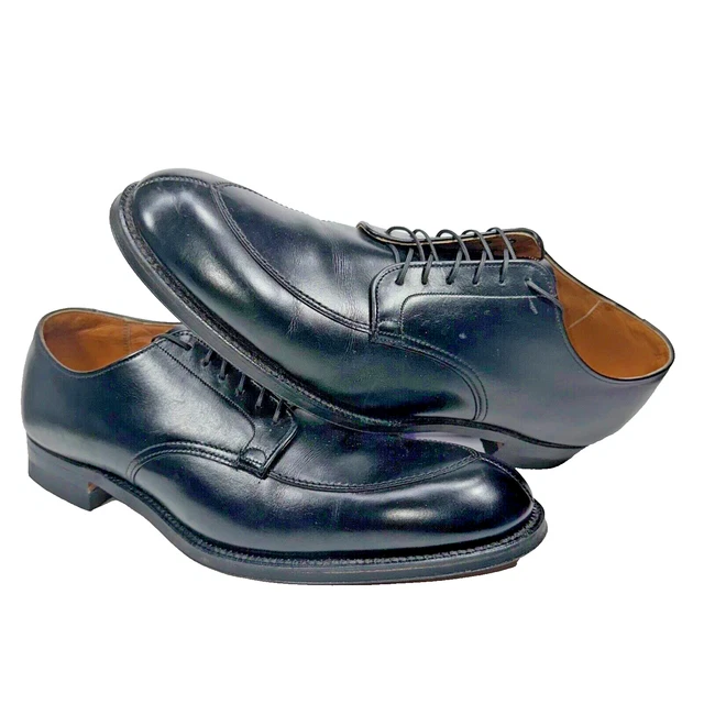 ALDEN 67 BLACK Calfskin V-Tip Blucher Split Toe Mens Size 12  display picture 1