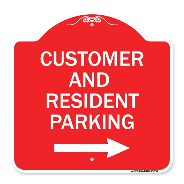 Reserved Parking Sign Customer and Visitor Parking (With Right Arrow)