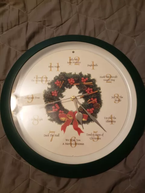 CHRISTMAS MELODY MUSICAL WALL CLOCK 13.5” MARK FELDSTEIN 12 CAROLS  Tested Works