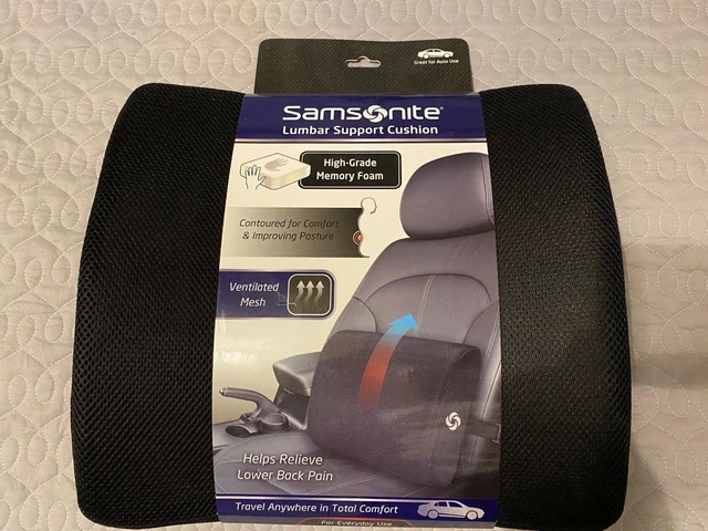 NEW Samsonite Lumbar Support Cushion Memory Foam Ventilated Mesh AUTO HOME