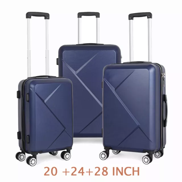 3 Piece Set Travel Luggage Hardshell Suitcase with TSA Spinner Carry On Trolley