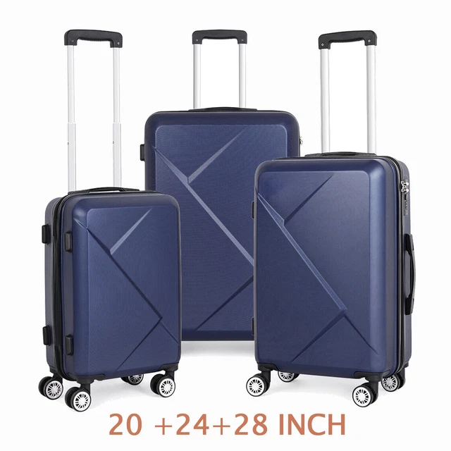 3 Piece Set Travel Luggage Hardshell Suitcase with TSA Spinner Carry On Trolley