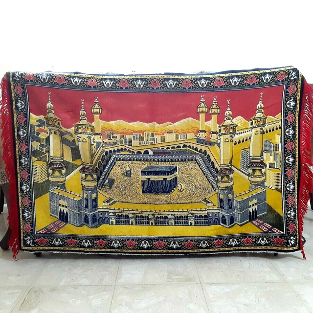VINTAGE LARGE PRAYER Rug Islamic Holy Kaaba Mecca Rare Rug Wall