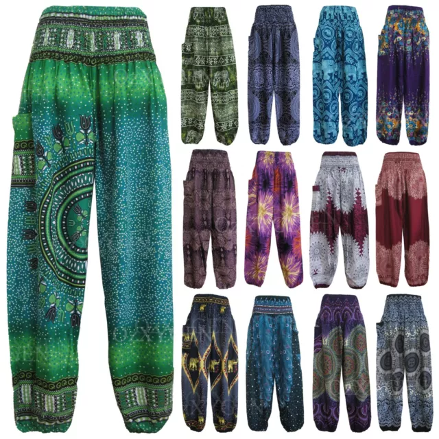 New Ladies Harem Pants Baggy Bohemian Boho Hippie Aladdin Yoga Genie Trousers HP