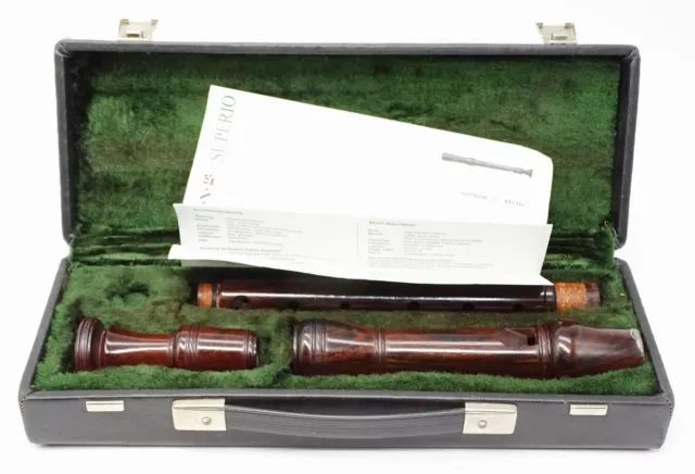 Flauta de bloque de ""Küng"" obra maestra, incl. maleta, L- 47 cm
