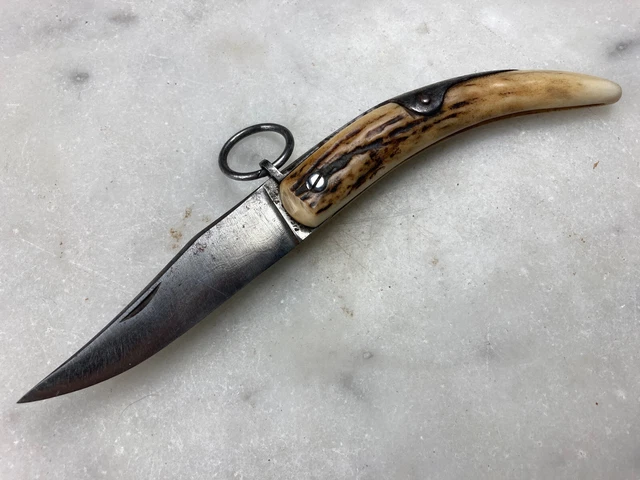Ancien Couteau Palme "Picault" Bois De Cerf Fermé 10Cm Vintage French Knife Ancien Couteau Palme "Picault" Bois De Cerf Fermé 10Cm Vintage French Knife