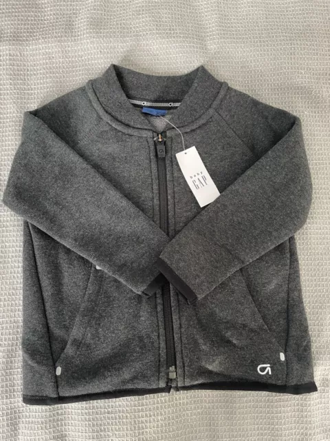 Gap Baby Boy Grey Fleece Jacket Zipper, 12-18 Months